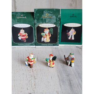 Hallmark centuries of Santa miniature ornament Xmas set‎ variety